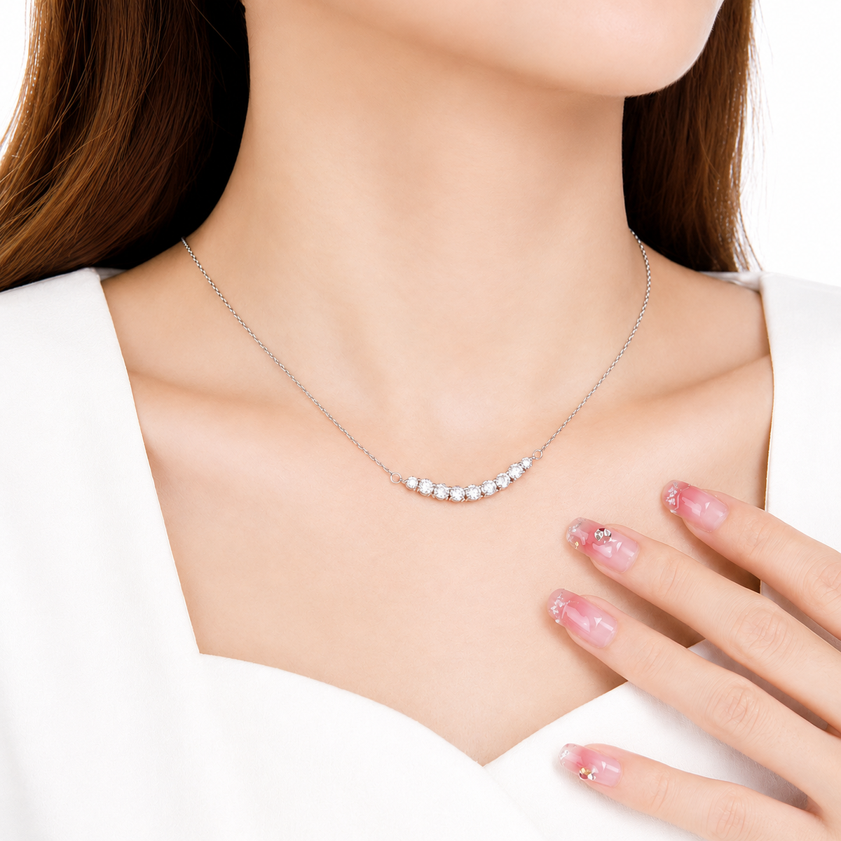 S925 Silver-plated Platinum Moissanite Pendant