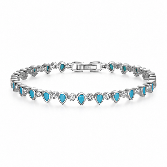 S925 Sterling Silver Bracelet Pear-shaped Turquoise Casting Tennis Bracelet