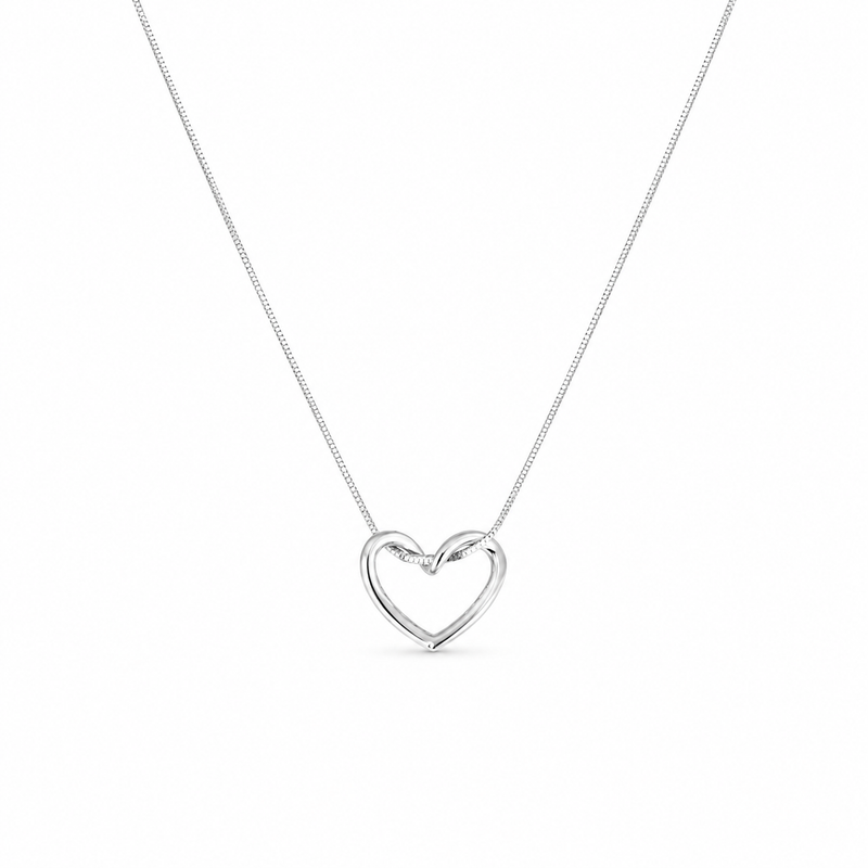 S925 Sterling Silver Minimalist Hollow Heart Necklace For Women