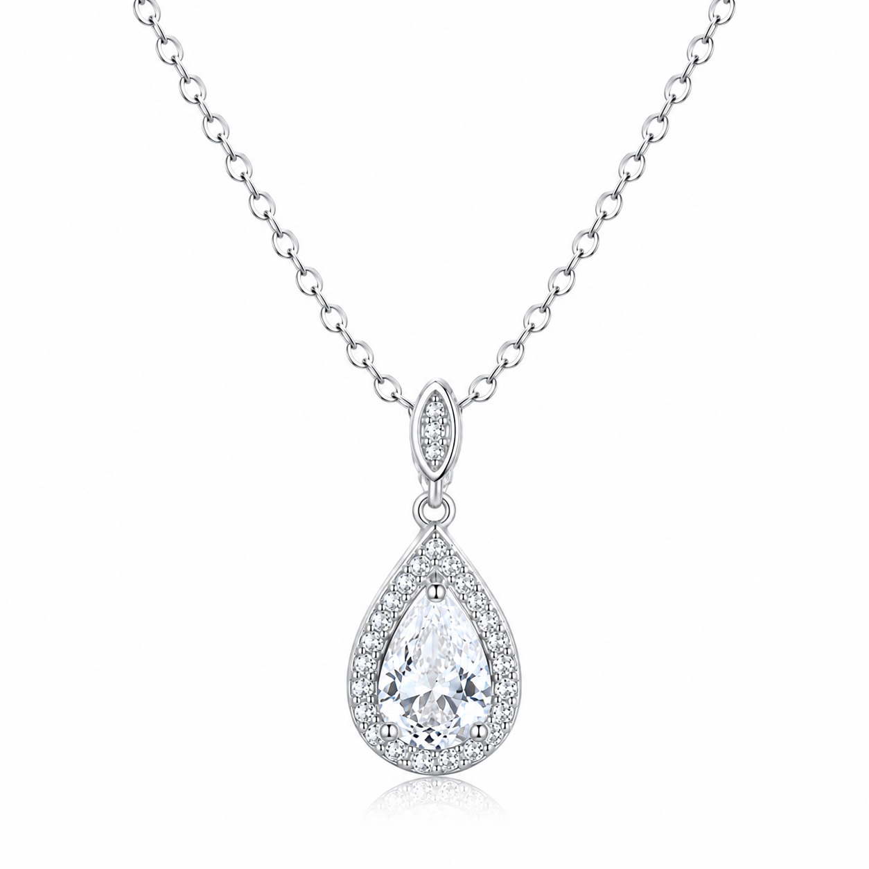 Water Drop 15 Karat Necklace All-match Moissanite Clavicle Chain S925 Silver 18K Gold Plating