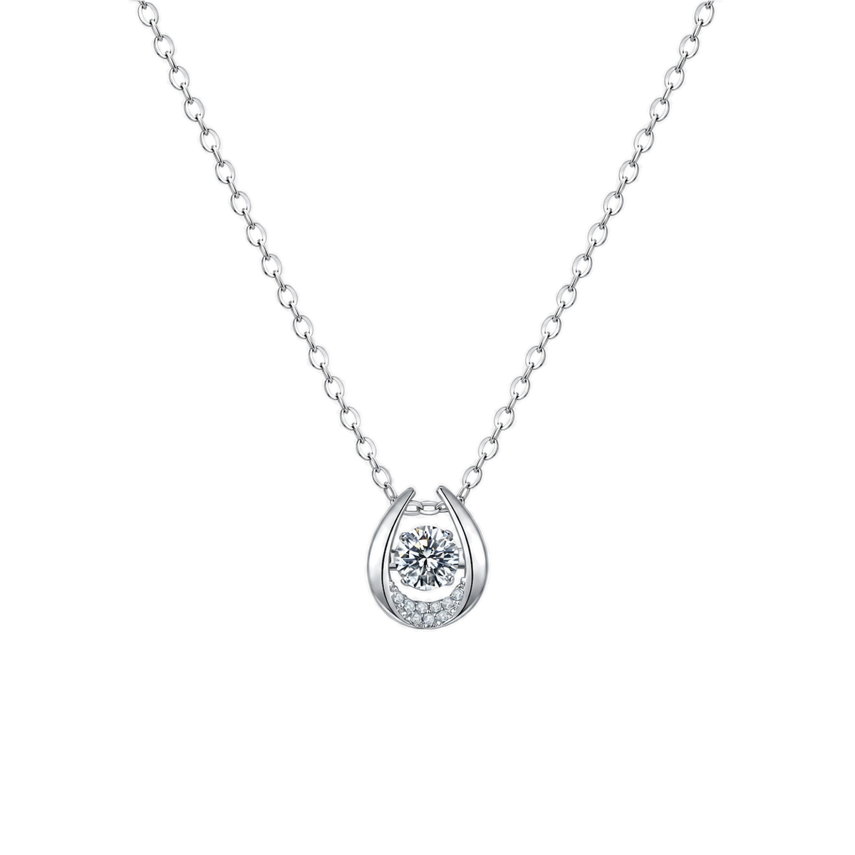 Set With Top-quality Moissanite, This Luxurious And Fashionable Light Luxury Trend Jewelry Necklace Pendant Is Made Of S925 Silver Electroplated With Platinum
